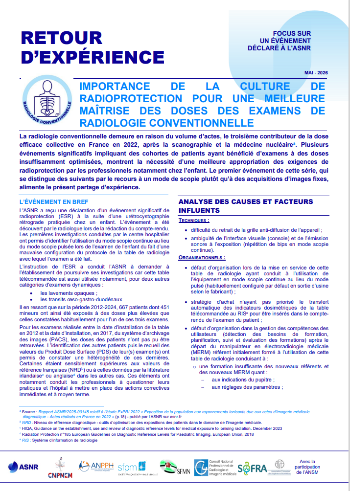 Importance de la culture de radioprotection pour une meilleure maîtrise des doses des examens de radiologie conventionnelle